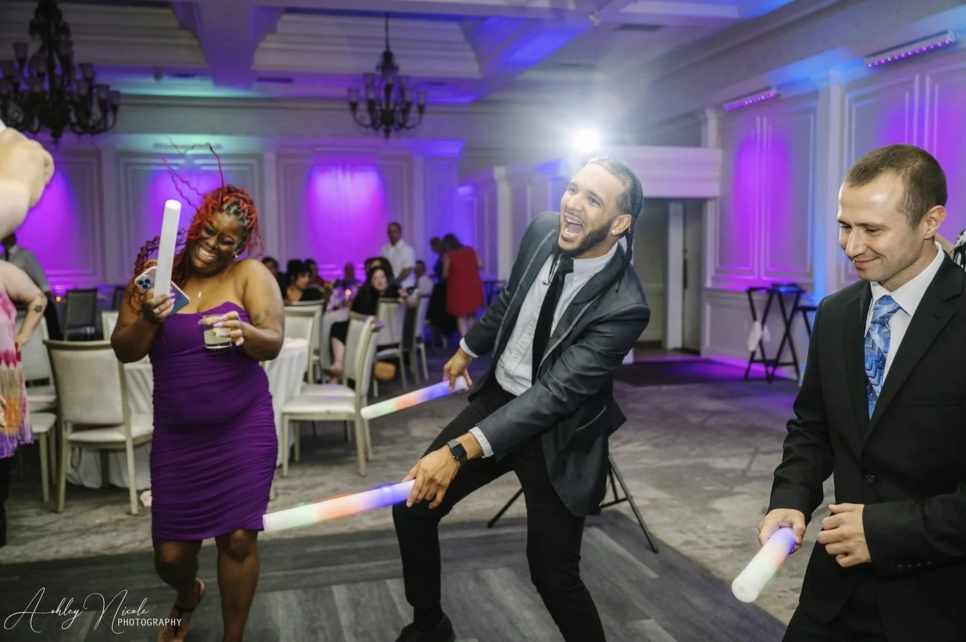 Guests dancing at a Piano Man event